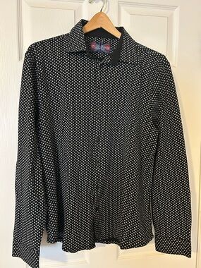 English Laundry Black and White Polka Dot Dress Shirt